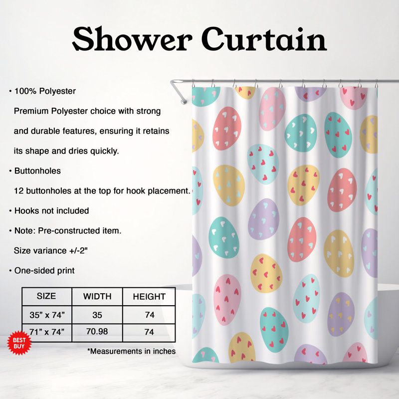 Rideau de douche 1 pièce Gentle Pâques, H 74 po x l 71 po