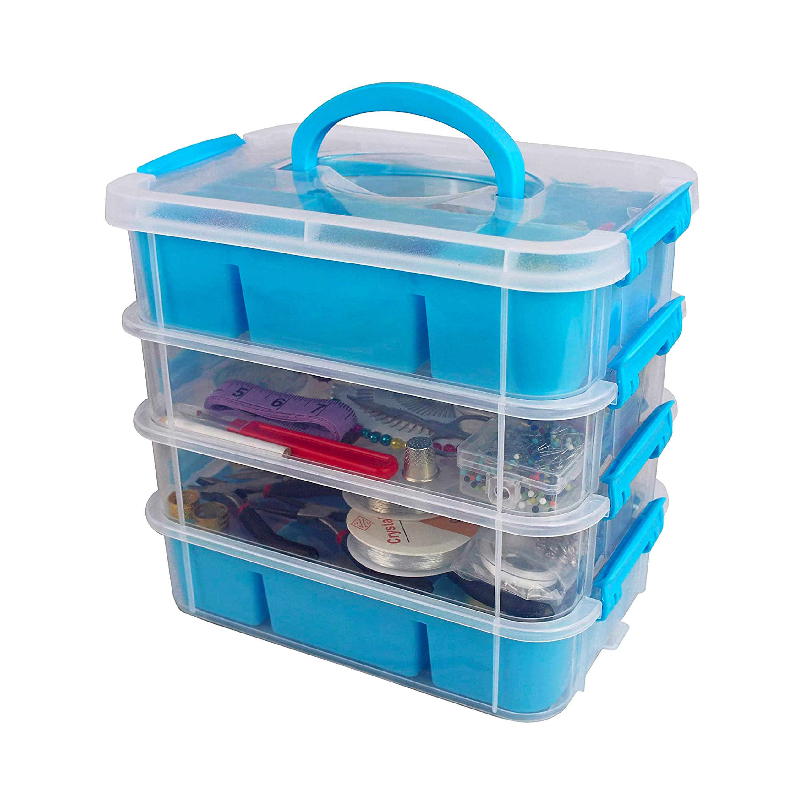 3-tier Adjustable Stackable Organiser Plastic Jewellery Craft Storage Case  Box