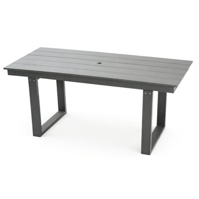 Table de salle à manger et de réunion d'extérieur grise avec revêtement résistant aux intempéries - Caractéristiques, recyclée, personnalisable, durable, économique, mobilier de patio au design moderne pour les repas, 100 % bois.