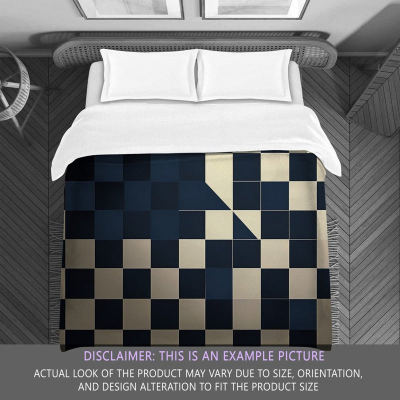 Polyester Comforter, King Comforter, Black/Navy Checkered