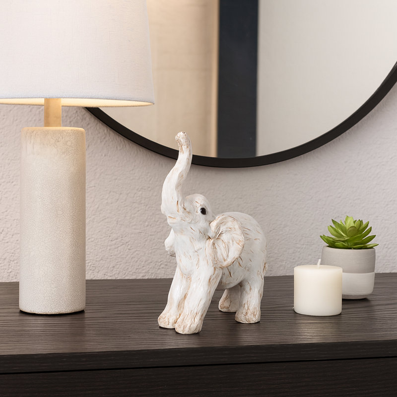 Minimalist Resin Elephant Figurine Object for Home Decor - Decorative Sculptural Statue Accent for Table, and Living Room Decorations