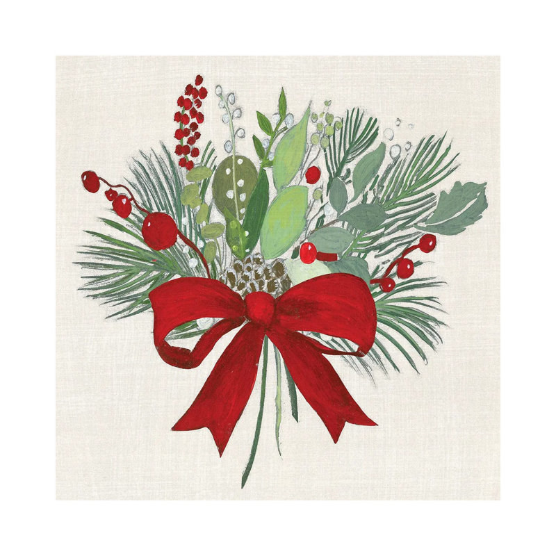 Merry Berry Bow - Wall Art Print - Wrapped Canvas, Wrapped Canvas, Does Not Apply, 12" H x 12" W