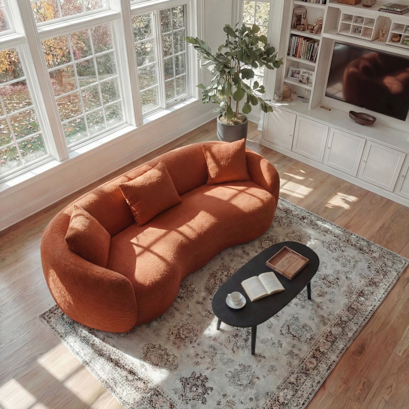 Canapé 93,5 po Mid-Century Curcle, Orange
