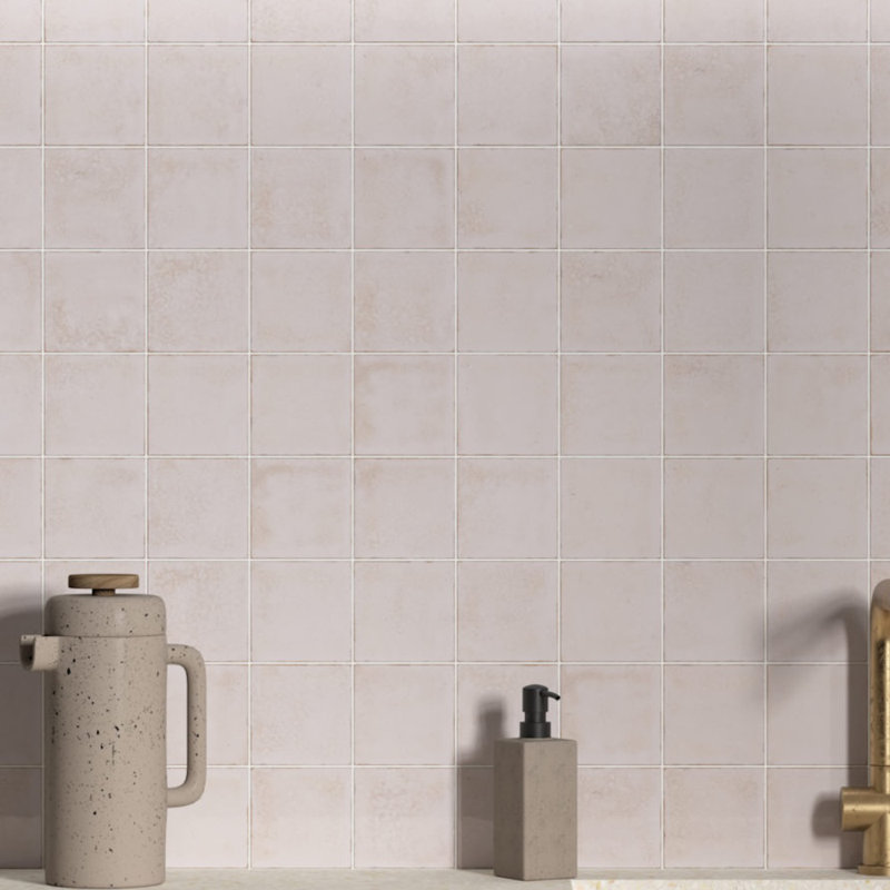 Bohemian Living | 4"x4" Decorative Porcelain Wall Tile, Warm Cotton