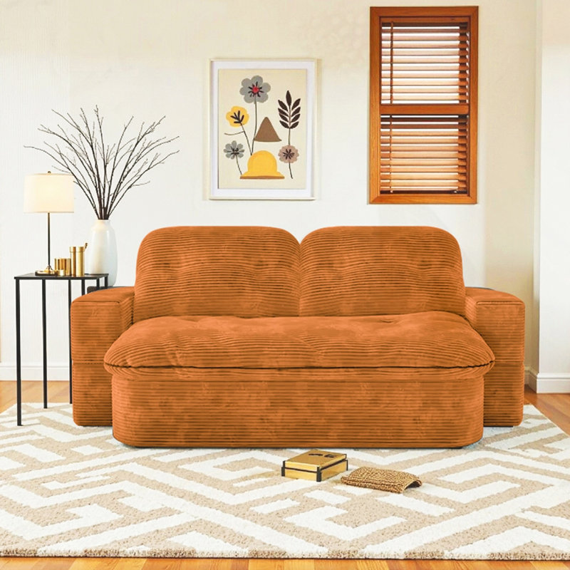 Canapé-lit modulaire convertible 2-en-1, Brun