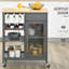 Chariot de cuisine roulant - gris. 4 porte-bouteilles et porte-verres à pied. Tiroir, tablettes d'armoire. Planche. Îlot de l 30 po x P 19 po avec support de rangement et support élégant.