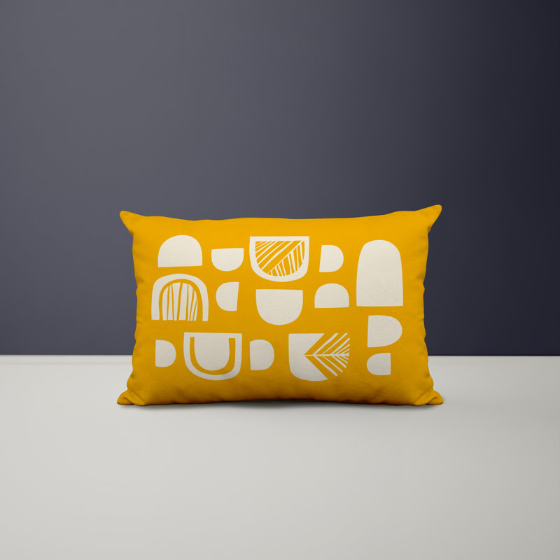 Polyester / Mélange de polyester Housse de coussin rectangulaire intérieure / extérieure lombaire et insert, Jaune