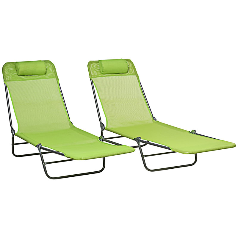Chaise longue d'extérieur pliante, ensemble de 2, Green