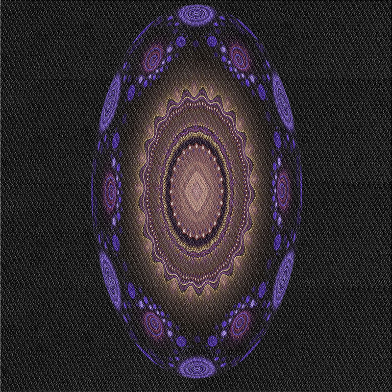 Tapis violet/brun/noir tissé à la machine, Carré 7 pi