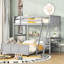 Lit superposé simple au-dessus de double gris avec bureau d'étude fonctionnel - Bois massif et pour un bureau productif, style attrayant et durable-1820709611-1820709608