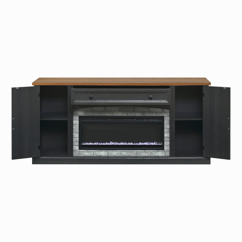 3-Piece Entertainment Center With Mantel - Electric Fireplace Heater For Tvs Up To 70", Walnut Tv Stand Set With Storage, Farmhouse Tv Cabinet With Bookshelves