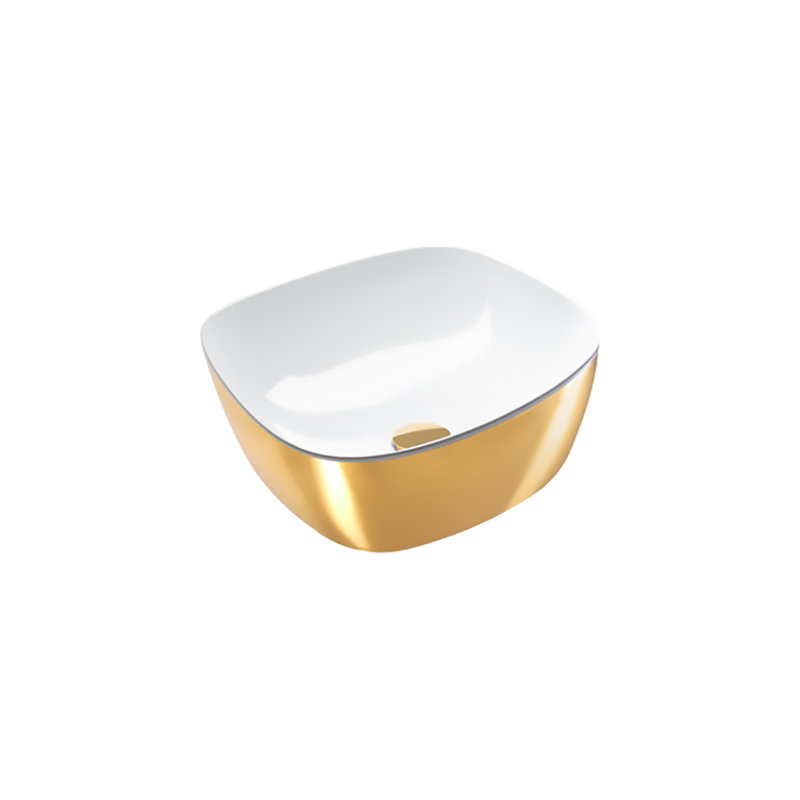 15.75'' L Bathroom Sink, White/Gold