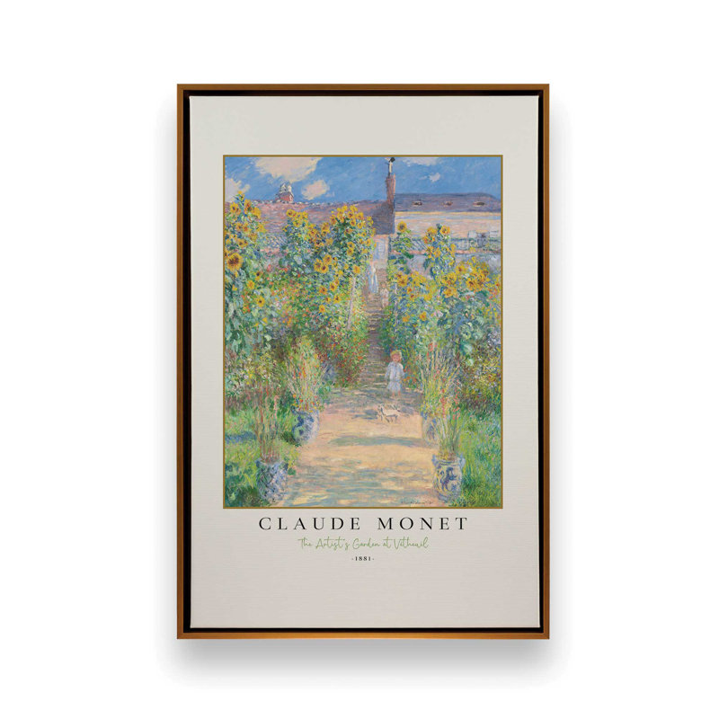 Le jardin de l'artiste par Monet, Cadre flottant or poli, H 18,75 po x l 12,75 po