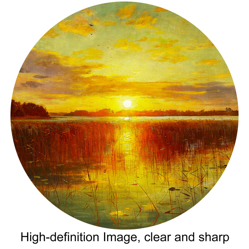 Sunset Over Danish Fjord Gold Framed Canvas Art 36x22
