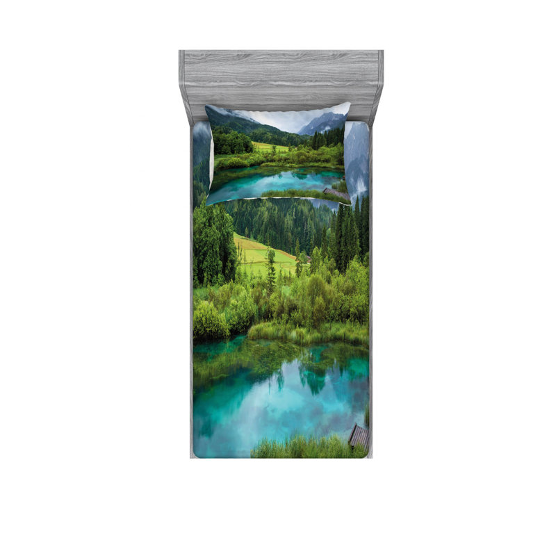 Ensemble de draps en slovénie zelenci étang near kranjska gora, Ensemble de draps pour lit simple TG avec drap-hou