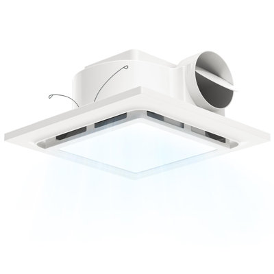 Ventilateur de salle de bain 2 en 1 avec lumière DEL 3 couleurs, 140 pi3 / min, ventilateur de plafond ultra silencieux 1,0 Sone, blanc