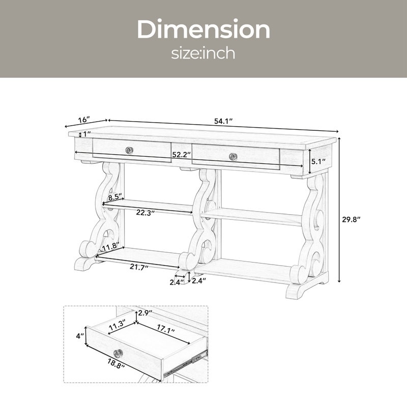 Oumar 54.1'' Console Table, Antique White