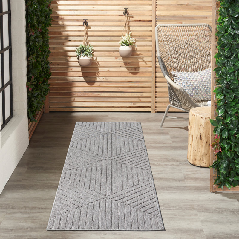Tapis intérieur / extérieur gris Mira, Tapis de couloir 2 pi 2 po x 10 pi