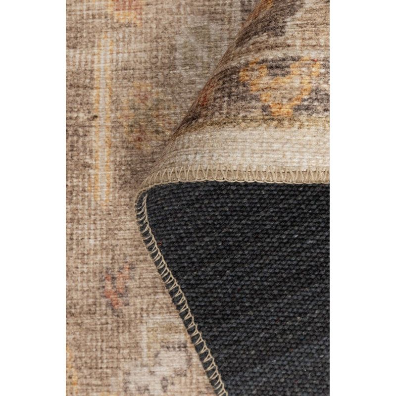 Tapis en chenille à motif tissé classique à motif reliques beige et jaune Relic, Rectangle 7 pi 7 po x 10 pi 10 po