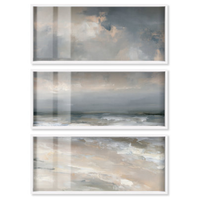 Décoration murale côtière Fading Coast I Shadowbox Print par Art Remedy, lot de 3