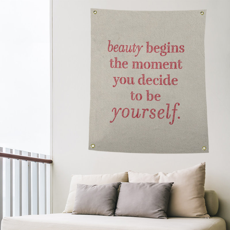 Tapisserie citation en polyester true, H 59 pi x l 50 po, Blanc / Rouge