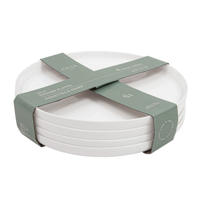 Home Oslo Dinner Plates, Set of 4, 10.7-inch Round White Plates, Durable & Lightweight Opal Glass, Chip-Resistant Everyday Dinnerware