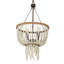 Advith 4-Light Rust and Natural Wood Bead Empire Chandelier, Dimmable, Coastal Style
