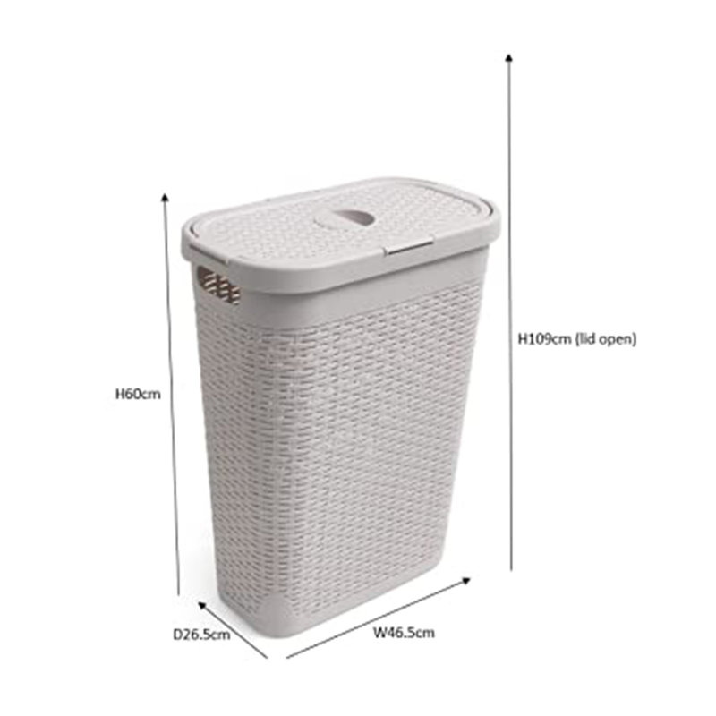 Plastic Laundry Basket, Calico / Cream