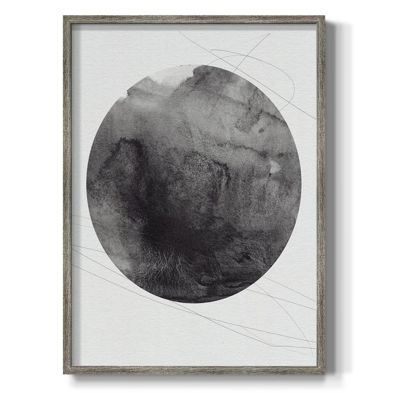 Graphite Moon I Framed Print - Solid Wood, 11" H x 9" W