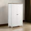 Armoire de rangement 60 po Aie, portes à panneaux à lattes encadrées, blanc, bois brun
