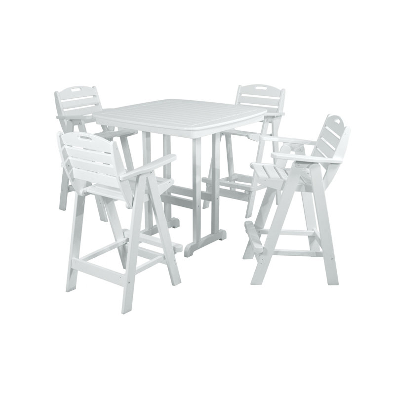POLYWOOD Nautical 5-Piece Bar Set, White