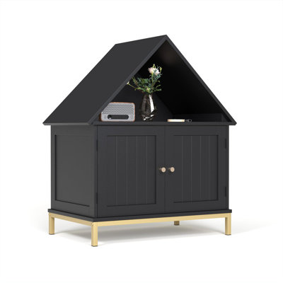 Multi-Functional Cat Litter House, Hidden Storage Cabinet with Double Doors