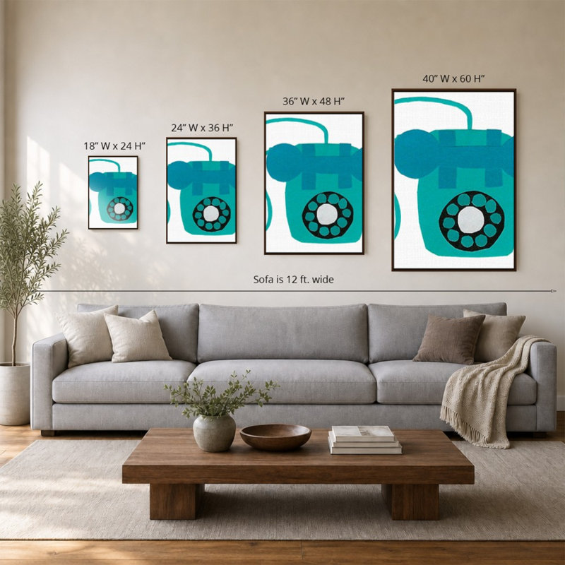 «Retro Téléphone Blue» par Jen Bucheli - Impression sur toile