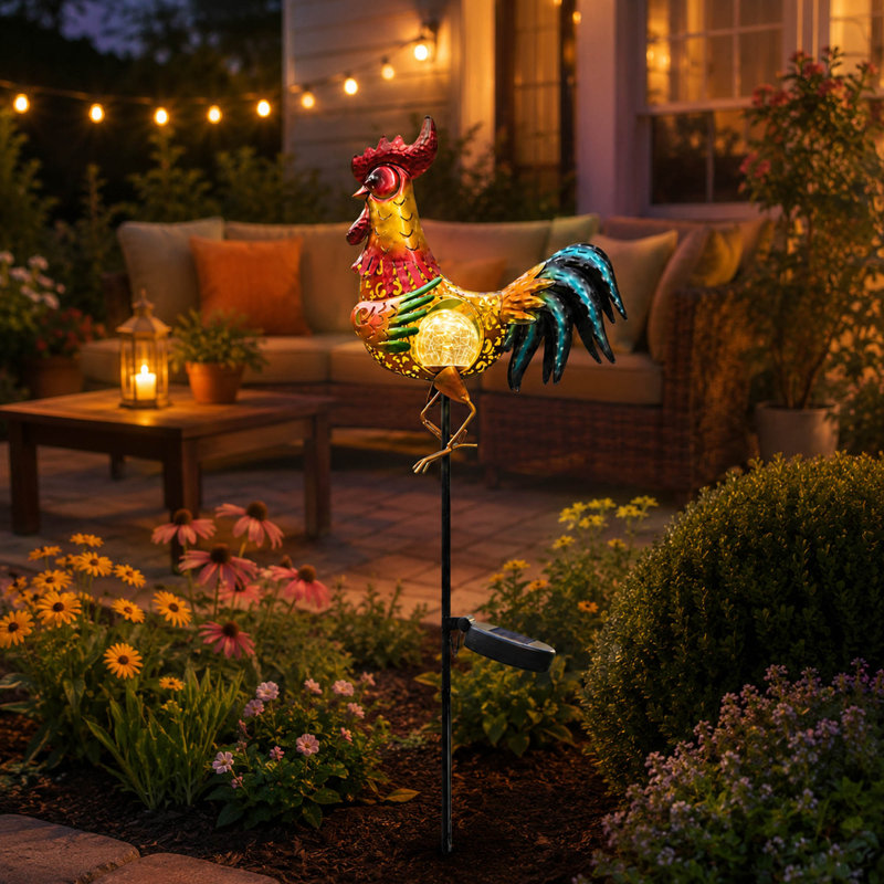 Décoration solaire pour l'extérieur en forme de coq solaire