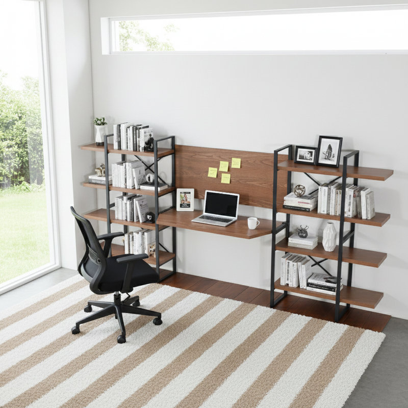 Alday Metal Base Writing Desk, Walnut