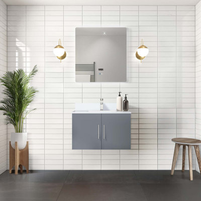 Ensemble de meuble-lavabo avec robinet et miroir DEL