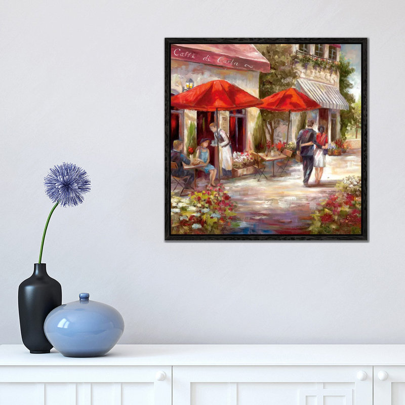Café Afternoon I by Nan - Painting on Canvas, 45.72 cm H x 45.72 cm W, Black Framed