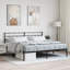 vidaXL Metal Bed Frame with Headboard White-92443560-121935860