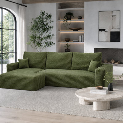 107" Corduroy Sectional Sofa with Left-Facing Chaise