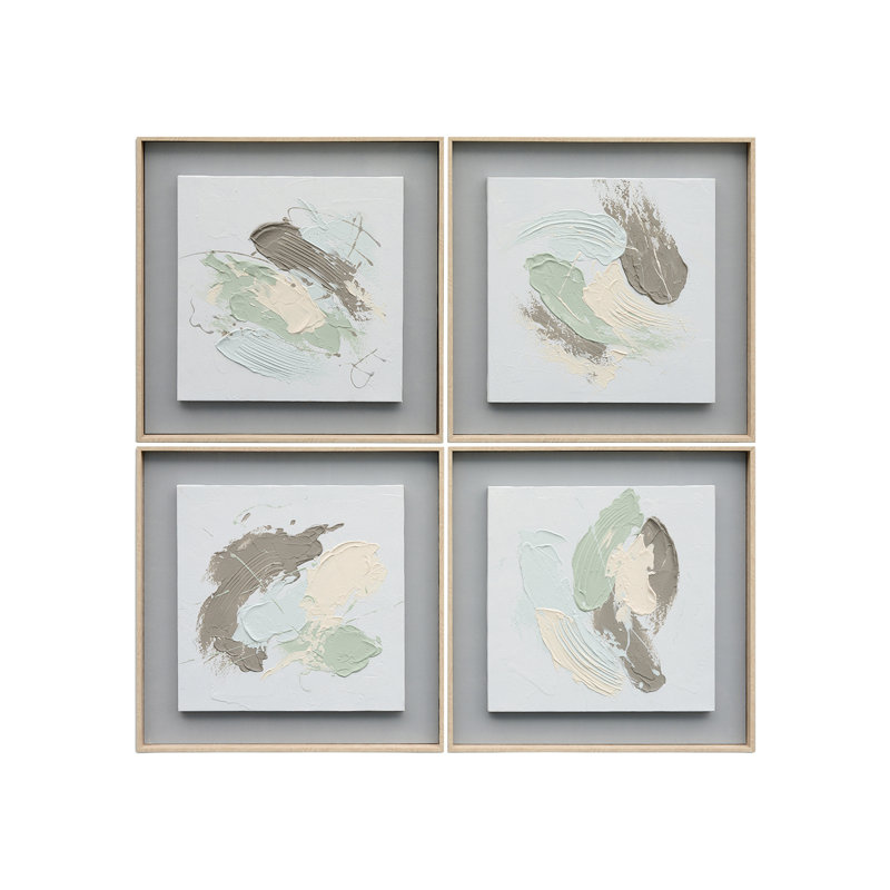 Airy Abstracts, ensemble de 4 toiles peintes à la main