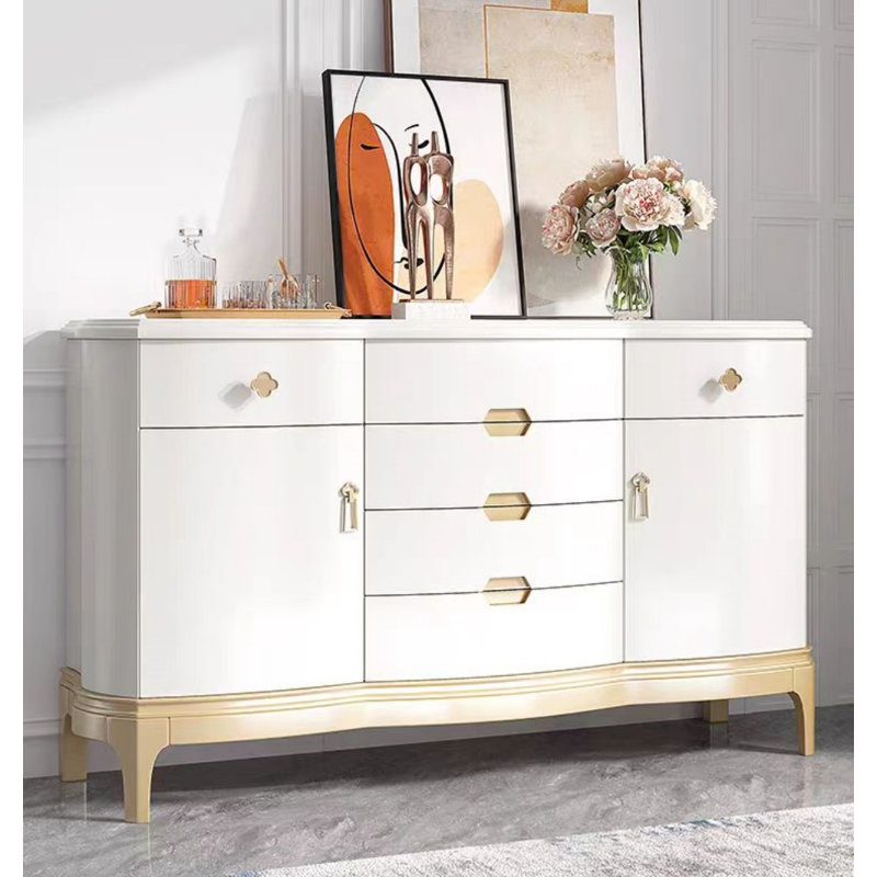 Armoire d'entrée simple en bois massif blanc