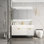 Meuble-lavabo simple flottant moderne de 36 po avec plateau en pierre blanc brillant et lavabo en céramique mural