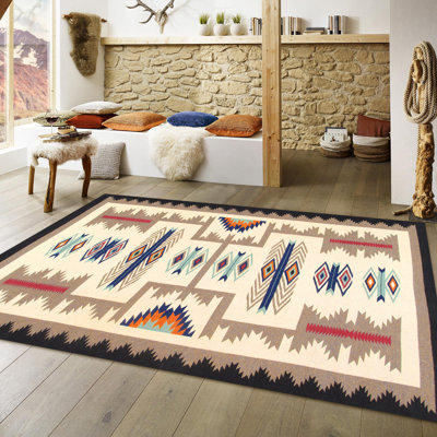 Tapis ivoire en laine tissé à la main Tuscany