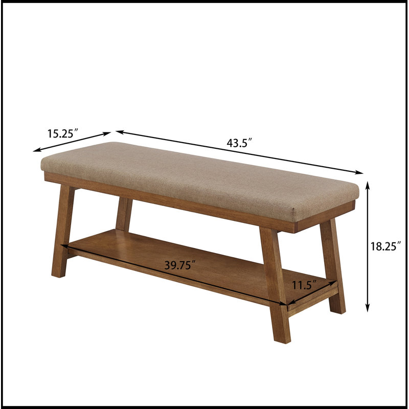 Lin rembourré Shryock avec tablette de rangement, Brown