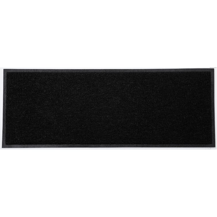 Evideco Outdoor Runner Mat Scraper Front Door Mat PVC Non-Slip Backing 48x18 Black