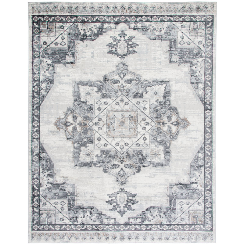 Tapis oriental ivoire et gris, Rectangle 9 pi x 12 pi
