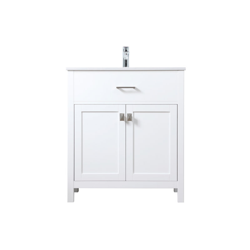 Harrison 30'' Single Bathroom Vanity with Engineered Marble Top, White