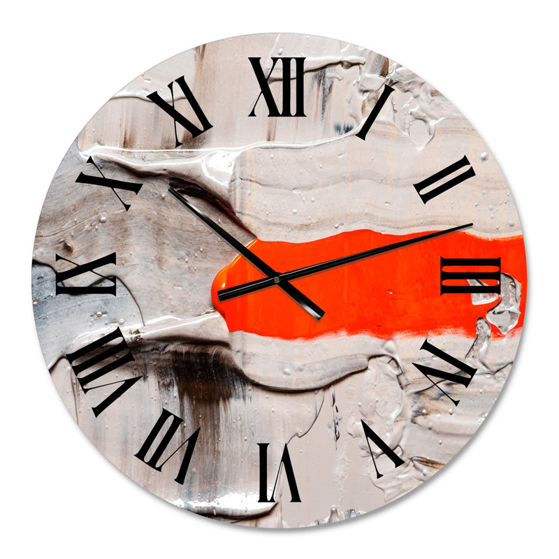 Vague rouge sur fond blanc cassé - horloge murale moderne, Petit