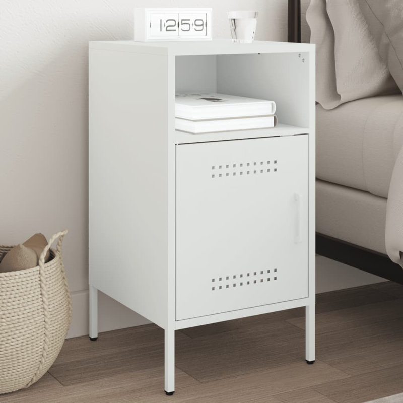 Bedside Cabinet 36x39x68 cm Steel, White