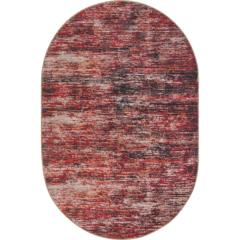 Tapis contemporain de couleur rouille Ikhasa, Ovale 4 pi x 6 pi